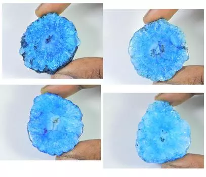 285Cts. Окрашенный солнечный друзовый агат 4 шт. хрустальные драгоценные камни россыпью 35-35 мм RQ-1113