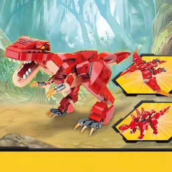 287 шт. 3 в 1 серия динозавров тираннозавр птерозавр стегозавр мальчики строительные блоки игрушка подарок без коробки