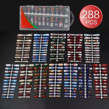 288 Лист типсов для накладных ногтей Рождественский дизайн Готовые Съемные наклейки Маникюрный набор