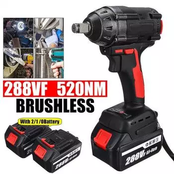 288VF 1/2 дюйма 520NM Max Бесщеточный ударный гайковерт Электрический гаечный ключ Электроинструмент с 2 батареями