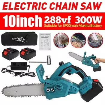 288VF 300 Вт 10-дюймовая электрическая цепная пила, беспроводная одноручная бензопила, перезаряжаемый резак по дереву, деревообрабатывающий инструмент 1*Battery