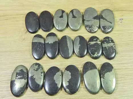 289 карат. Золотое пирита, пара из 9 кабошонов, драгоценный камень, 21-28 мм RQ-2823