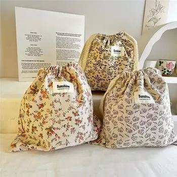 28*26cm Multiple Styles Washable Large Capacity Rural Styles Storage Bag Portable Draw Rope Ins Accessories