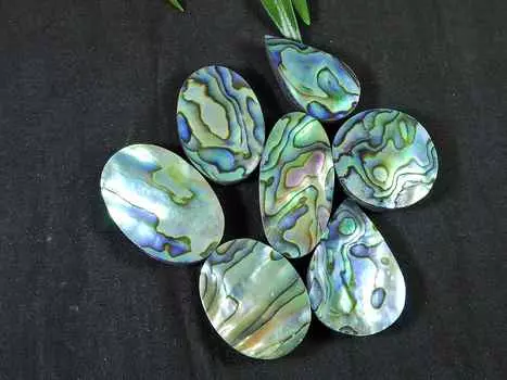 28-31 мм натуральный овальный кабошон раковины абалон россыпью драгоценный камень 7 шт. лот 238 карат. РК-3031