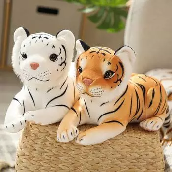 28/32/39 см новые плюшевые куклы-тигры милые модели животных тигра плюшевые игрушки мягкие кавайные игрушки для детей рождественский декор подарки 28cm белый