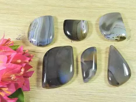 28-33 мм натуральный ботсванский агат 6 шт. смешанный кабошон россыпью драгоценных камней лот 202 карата. РК-2167