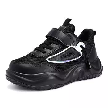 28-38 детские большие легкие дышащие модные повседневные спортивные туфли на липучке с двойной сеткой кроссовки для бега 28 белый