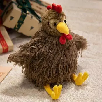 28/38cm Kawaii Creative Hen Plush Doll Pillow Long Hair Bow Tie Rooster Chicken Plush Toy Home Decor Gift For Boys And Girls about 28cm