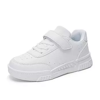 28-39 детские большие размеры дышащие и модные кроссовки на липучках белые туфли повседневная спортивная обувь для детей 28 белый