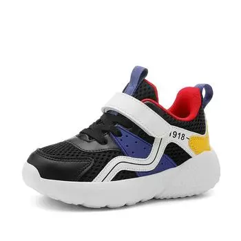 28-39 Детские Большие Размеры Удобные Легкие Модные Липучки Двойной Сеткой Повседневные Спортивные Туфли 28 синий/белый