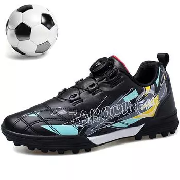 28-39 Детские футбольные бутсы с вращающейся пряжкой Детские спортивные футбольные бутсы 28 чёрный