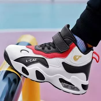 28-40 Детские Большие Размеры Модные Трендовые Баскетбольные Кроссовки На Воздушной Подушке Повседневная Спортивная Обувь Детская Обувь 28 белый
