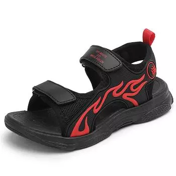 28-40 Детские Большие Размеры Удобные и Модные Повседневные Сандалии На Липучках Пляжная Обувь Тапочки 28 красный