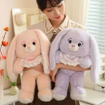28/42/55 см Длинные Уши Кролика Мягкие Плюшевые Игрушки Спящий Кролик Мультяшные Мягкие Игрушки Животных Куклы Детская Подушка Успокоения Подарок На День Рождения 28cm розовый