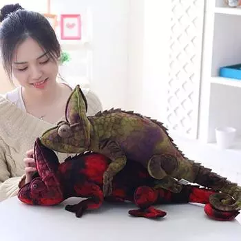 28-дюймовая модель животного-хамелеона, кукла, плюшевая игрушка, декор комнаты, подарок зелёный