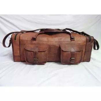 28-дюймовая винтажная кожаная дорожная сумка, дорожные сумки, дорожные сумки, спортивная сумка через плечо 28 x 12 x 12 in коричневый