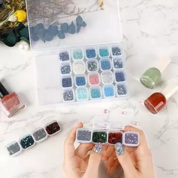 28 Girds Adjustable Plastic Storage Box Jewelry Nail Art Diamond Painting Accessories Container Boxes Cross Stitch Nails Sewing прозрачный