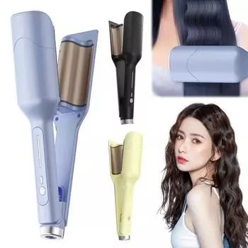 28 мм щипцы для завивки в форме яичного рулета с 3 регулируемыми температурами, бигуди для французских волн, быстрый нагрев, электрические щипцы для завивки волос, женские волнистые щипцы для завивки волос EU светло-желтого