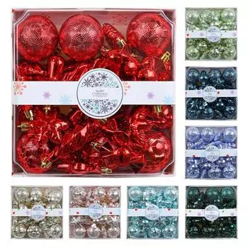 28 Pcs Plastic Christmas Hanging Ball DIY Pendants Merry Christmas Tree Decor Party Favors небесно-голубой