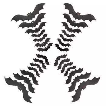 28 Pcs Stickers Magnetic Bat Festival Fridge Decor Halloween Refrigerator Magnets Decors Black Office 0.1X13.5X40.5CM чёрный