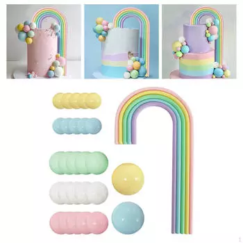 28 Pieces Rainbow Cake Toppers Party Decoration Creative Collectible Decorations for Birthday
