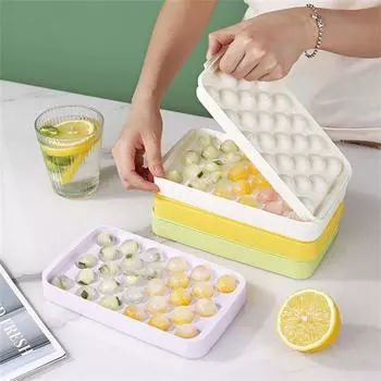 28-секционный круглый поддон для льда с крышкой, летний, домашний, для кемпинга, пикника, пищевой силикон, легко извлекаемый из формы для напитков, фруктов, кубиков льда, форма «сделай сам»