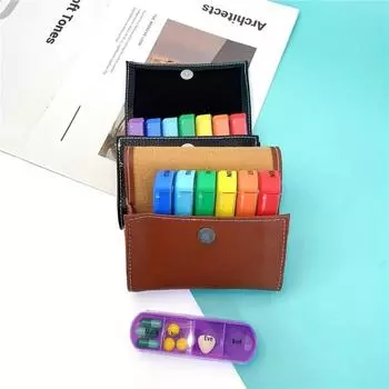 28 сетка 7 дней еженедельно контейнер для хранения таблеток кошелек коробка набор аптечка-органайзер чехол кошелек аптечка дорожный футляр коричневый