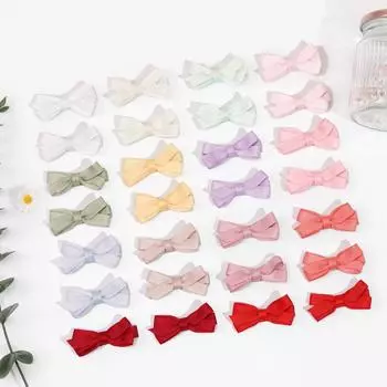 28 шт. 2,2-дюймовые крошечные банты для волос для девочек, однотонные репсовые ленты, детские банты-зажимы для девочек, младенцев, малышей, детей розовый