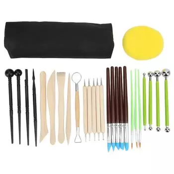 28 шт. Инструменты для полимерной глины Нож для резьбы по глине Палочка для таблеток Крючок для лески Кисть для рук Силиконовое сверло