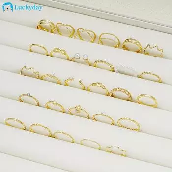 28 шт./компл. набор колец с перекрестной волной, золотые кольца с жемчугом и кристаллами для женщин, ювелирные аксессуары