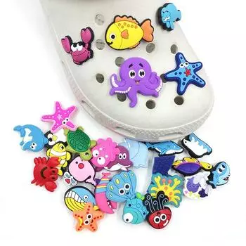 28 шт., обувь из ПВХ серии Ocean Animal, подвески, украшения для сабо из крокодила, аксессуары 28pcs