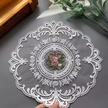 28 см кружево вышитое винтажное кружево салфетка чехол полотенце чайный столик коврик декоративный орнамент скатерть флаг One Size белый