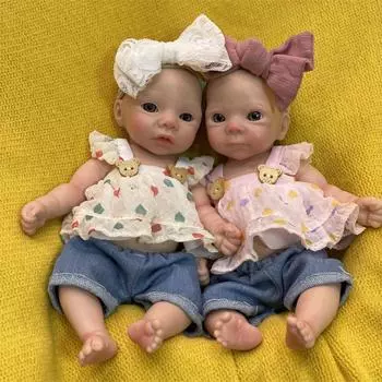 28 см милая мягкая сплошная силиконовая кукла для всего тела с открытыми глазами для девочек, 3D окрашенная кожа и неокрашенная реалистичная реалистичная силиконовая кукла Painted Silicone Girl