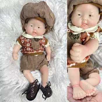 28 см силиконовая кукла реборн для мальчика, Реалистичная кукла ручной работы для новорожденных девочек, 3D раскрашенная кожаная кукла