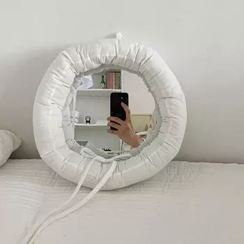 28 см тканевое хлопковое зеркало реквизит для фотосъемки мягкое хлопковое зеркало для спальни декоративное зеркало для макияжа минималистичное чёрный