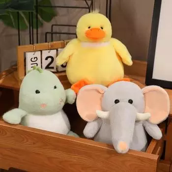28 см толстая кукла, мягкие игрушки, мультяшная мягкая утка, слон, бегемот, динозавр, куклы, декор, подушка, подарки на день рождения для девочек about 28 cm