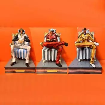 28 см высота аниме One Piece супер крутой подарок: Адмирал Акаину, Адмирал Кудзан, Адмирал Борсалино - сидящая фигура трех адмиралов, модель ручной работы