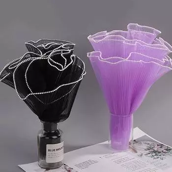 28 см x 1 м бумага для упаковки цветов пряжа волна флорист букет упаковка кружевная сетка розовый