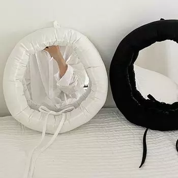 28 см Зеркало из хлопка с тканевым наполнителем Минималистское Зеркало для макияжа из хлопка Домашнее украшение для спальни Круглое Акриловое Зеркало Корейское белый