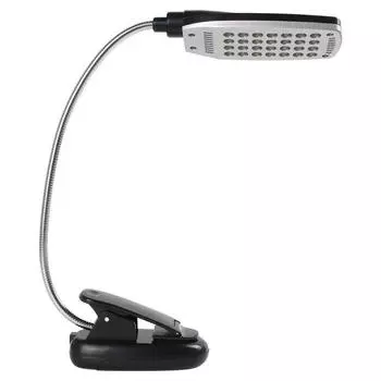 28-светодиодная лампа с питанием от зажима, гибкая USB/аккумуляторная настольная лампа для чтения чёрный
