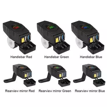 28 Вт QC3.0 Электрический велосипедный адаптер питания розетка с переключателем Dual USB 20-90 В черный Handlebar красный