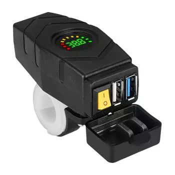 28 Вт QC3.0 USB зарядное устройство для мотоцикла скутера цветной светодиодный вольтметр двойной USB черный Handlebar красный