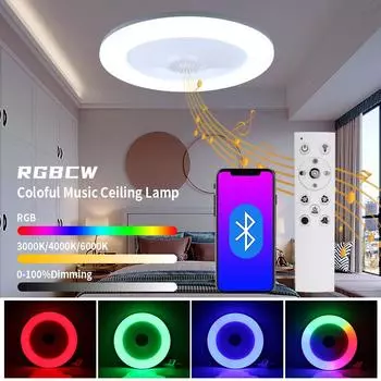 28 Вт RGB диммируемый музыкальный потолочный светильник с дистанционным управлением потолочные светильники AC110-265V для домашнего bluetooth динамика светильник