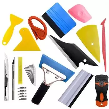 28Car Wall Film Tool Kit Double-Sided Scraper Art Knife with Blade Combination красный