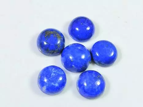 28Cts. Natural Lapis Lazuli Round Cabochon Loose Gemstone 06 Pcs Lot 10X10MM RQ-1909