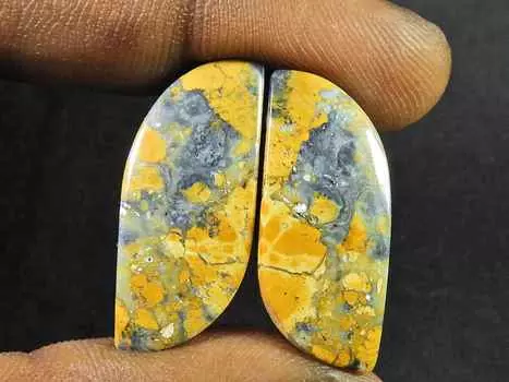 28Cts. Natural Maligano Jasper (12mm X 27mm each) Fancy Cabochon Match Pair SK-2782