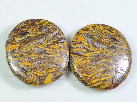 28Cts.Natural Mariam jasper Matched pair Round Cabochon Gemstone 17X18X05MM SK-143