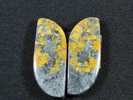 28Cts. Натуральная яшма Малигано (10 мм X 29 мм каждый) Пара необычных кабошонов SK-2799