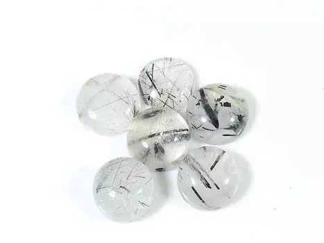 28Cts. Натуральный черный рутиловый кварц кабошон россыпью драгоценный камень 06 шт. лот 10X10MM RQ-1501