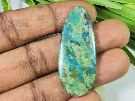 28Cts. Натуральный хризоколла кабошон россыпью драгоценный камень для ювелирных изделий 20X46X03 мм SK-1050
